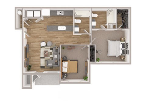 Floor plan for 2 beds, 2 baths, 870 sqft